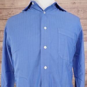 JOHN W NORDSTROM TRADITIONAL FIT BUTTON UP DRESS SHIRT 16 35 BLUE